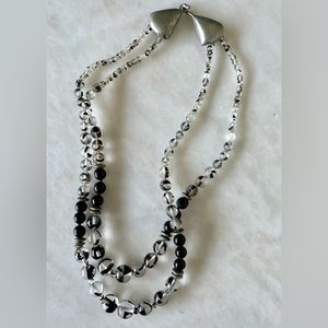 Jay Strongwater Black and Clear Double-strand Necklace